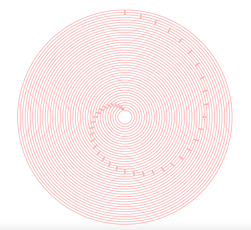 Concentric circles vector file sent to the laser cutter